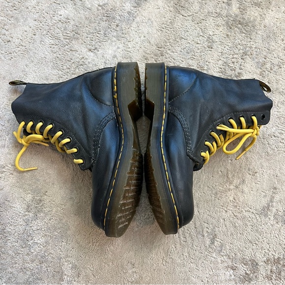 Dr. Martens Black Lace Up Boots with Yellow Laces - Picture 4 of 9